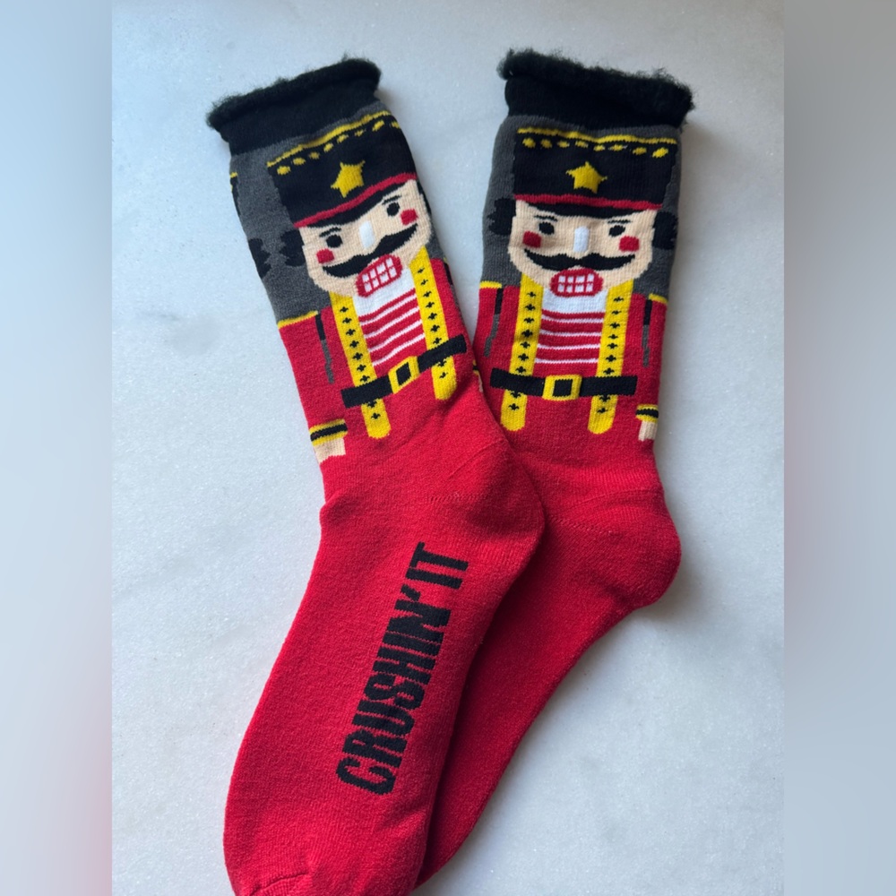 Crushin' It Red Nutcracker Socks OS